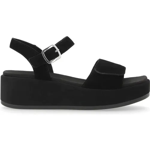 Schwarze Lässige Flache Sandalen , Damen, Größe: 39 EU - Remonte - Modalova