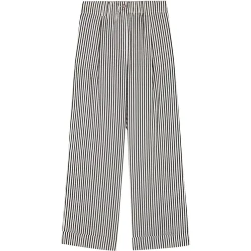 Striped Trousers with Seersucker Texture , female, Sizes: L, 2XS - Alysi - Modalova