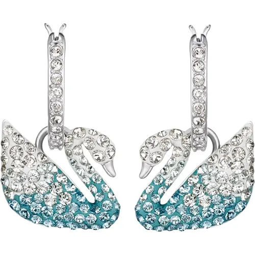 Iconic Swan Blue Earrings , female, Sizes: ONE SIZE - Swarovski - Modalova