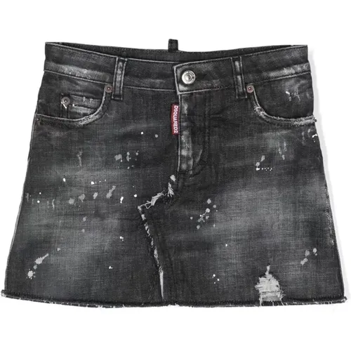 Schwarze Baumwoll-Denim-Jeans mit Farbspritzer-Details - Dsquared2 - Modalova