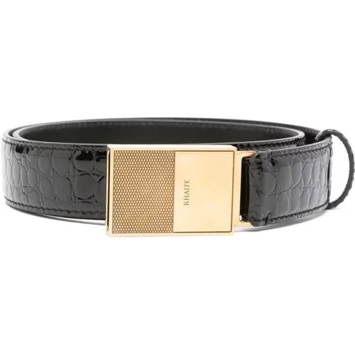 Croc-Effect Leather Belt , female, Sizes: 75 CM, 85 CM, 80 CM - Khaite - Modalova