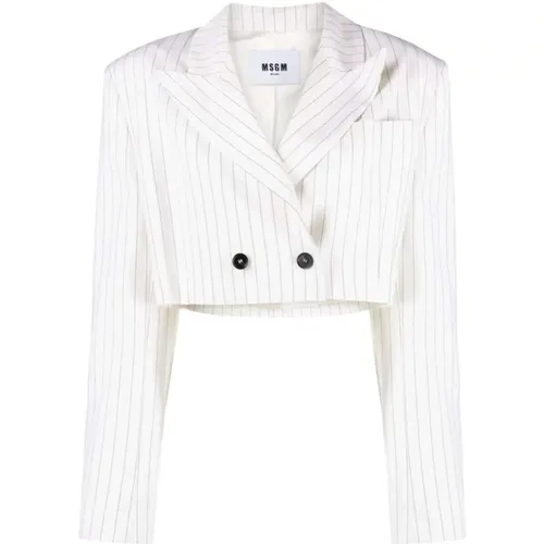 Pinstripe-pattern cropped blazer , female, Sizes: S - Msgm - Modalova