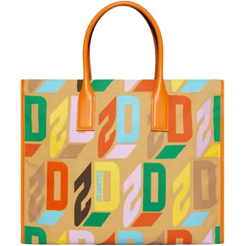 Luxury Monogram Shopping Bag , female, Sizes: ONE SIZE - Dsquared2 - Modalova