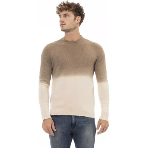 Beiger Alpaka-Ledersweater , Herren, Größe: M - Alpha Studio - Modalova
