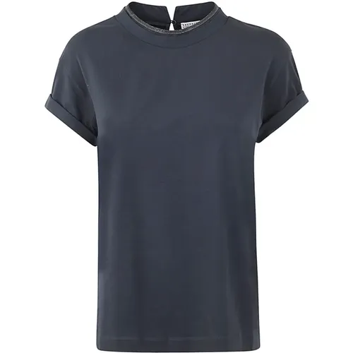 Nacht Himmel Rundhals T-Shirt , Damen, Größe: L - BRUNELLO CUCINELLI - Modalova