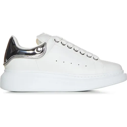 Weiße Sneaker mit Silbernen Details , Damen, Größe: 39 EU - alexander mcqueen - Modalova