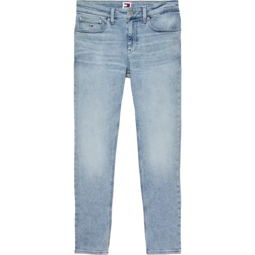 Hellblaue Slim Fit Stone Wash Jeans , Herren, Größe: W34 - Tommy Jeans - Modalova