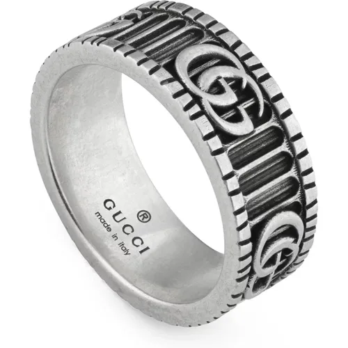Ybc551899001 - 925 sterling silver - GG Marmont ring in aged sterling silver , female, Sizes: 65 MM - Gucci - Modalova