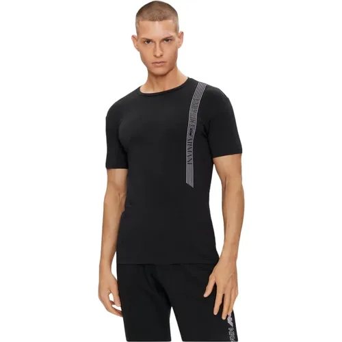 Slim Fit Logo T-Shirt - Schwarz , Herren, Größe: M - Emporio Armani - Modalova