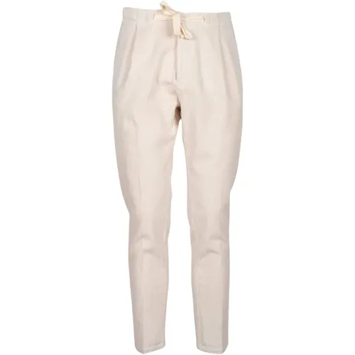 White Velvet Effect Elastic Cotton Pants , male, Sizes: W38, W33, W30, W32, W34, W36, W31 - Entre amis - Modalova