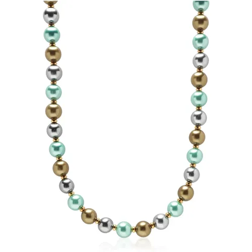 Mm Pastel Metallic Pearl Necklace with Gold , male, Sizes: S - Nialaya - Modalova