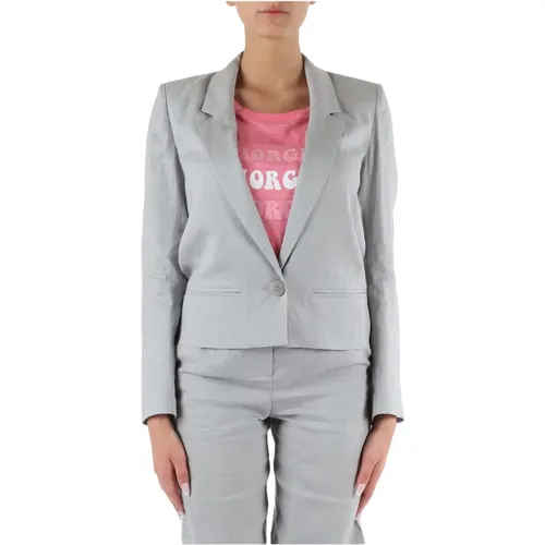 Short Linen Cotton Jacket Revers Collar , female, Sizes: XS, 2XS - Armani Exchange - Modalova
