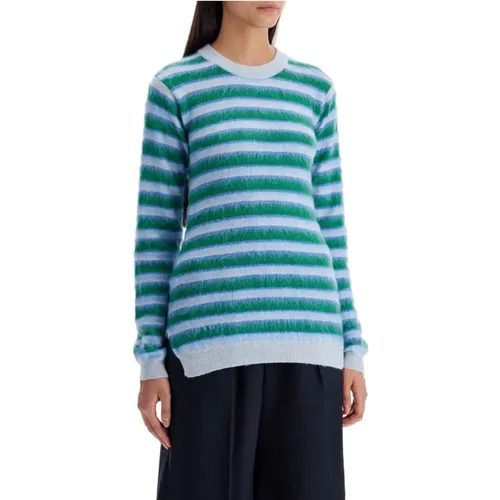 Striped Wool Crewneck Pullover , female, Sizes: XS - Marni - Modalova