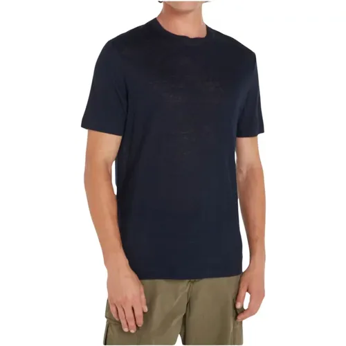 Linen Short Sleeve Men's T-shirt , male, Sizes: XL, M, L - Tommy Hilfiger - Modalova