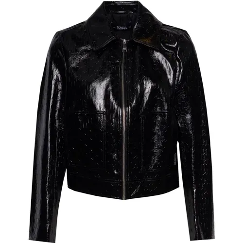 Monogram Print Jacket with Straight-Point Collar , female, Sizes: 2XS - Karl Lagerfeld - Modalova