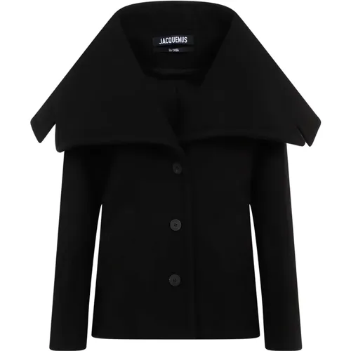 Schwarzer Wollmantel Caruso,Off-White Caruso Caban Coat - Jacquemus - Modalova