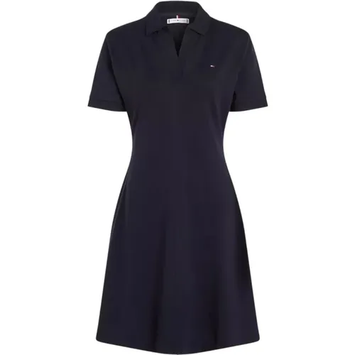 Marineblaues Lyocell Pique Kleid , Damen, Größe: S - Tommy Hilfiger - Modalova