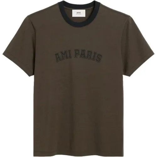 Eco-friendly Logo Print Crew Neck T-shirts , male, Sizes: 2XL - Ami Paris - Modalova