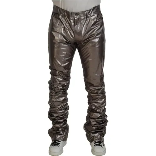 Metallic Silver Casual Pants - Dolce & Gabbana - Modalova