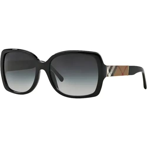 Schwarz Beige Gestreifte Sonnenbrille,Black/Grey Shaded Sunglasses - Burberry - Modalova