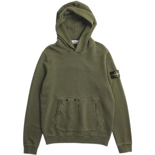 Diagonal Fleece Hoodie 'Old' Effect , male, Sizes: M - Stone Island - Modalova