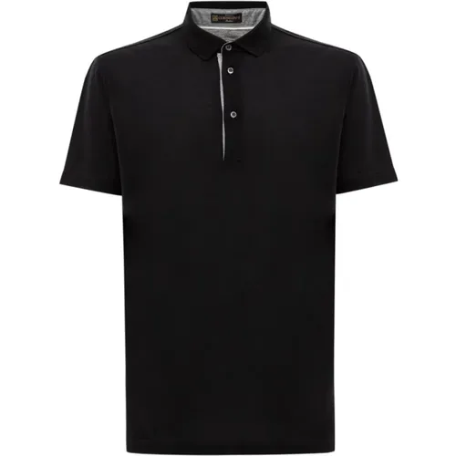 Blaues Seiden Polo Shirt , Herren, Größe: L - Corneliani - Modalova