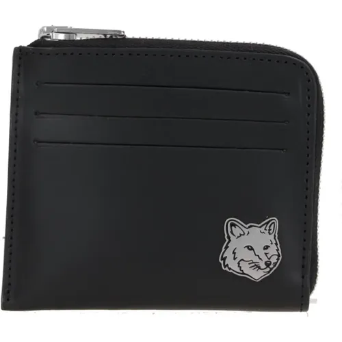 Leather Credit Card Wallet , male, Sizes: ONE SIZE - Maison Kitsuné - Modalova