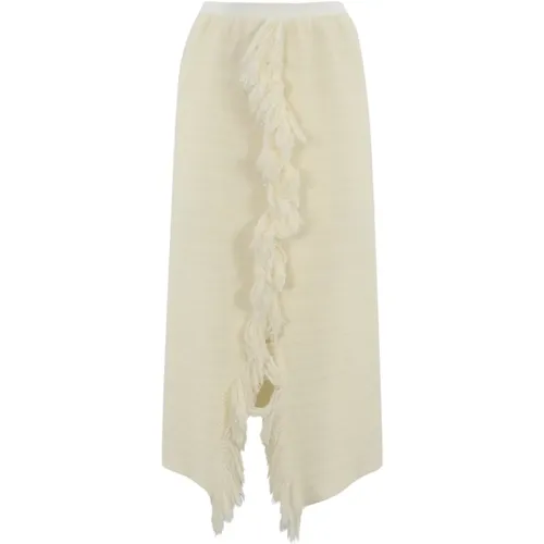 Grey Fringed Skirt A-Line Style , female, Sizes: M, S - Liviana Conti - Modalova