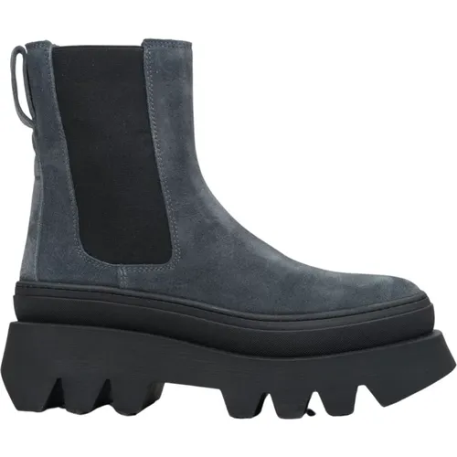 Women`s Dark Grey Suede Chelsea Boots on a Platform Er00113686 , female, Sizes: 4 UK, 5 UK - Estro - Modalova