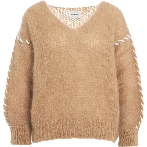 Mohair Knit Pullover Aw24 , female, Sizes: S - American Dreams - Modalova