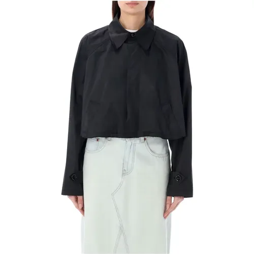 Cropped Twill Jacket , female, Sizes: S - MM6 Maison Margiela - Modalova