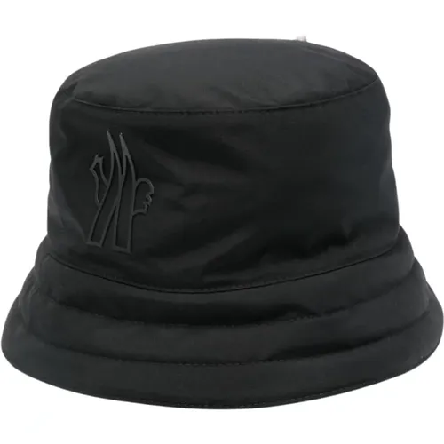 Schwarzer Strukturierter Finish Logo Detail Hut , Herren, Größe: M - Moncler - Modalova