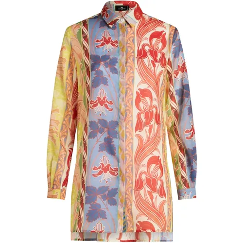 White Summer Print Long Shirt , female, Sizes: XS, M - ETRO - Modalova