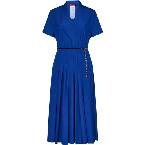 Blaues Baumwoll-Popeline-Midi-Kleid , Damen, Größe: S - Max Mara - Modalova