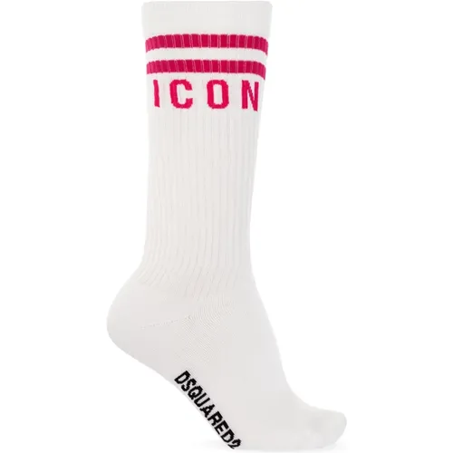 Cotton socks with logo , male, Sizes: XL - Dsquared2 - Modalova