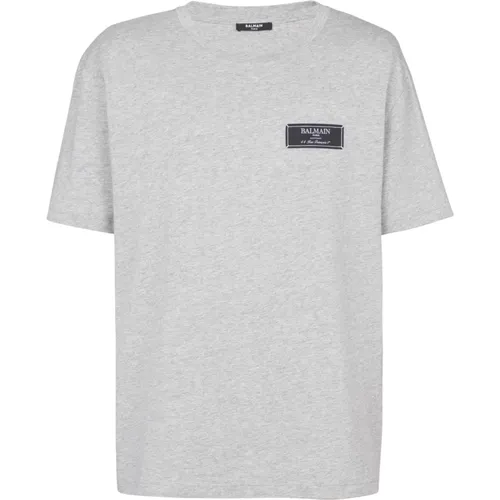 T-Shirt mit Pierre-Label , Herren, Größe: XL - Balmain - Modalova
