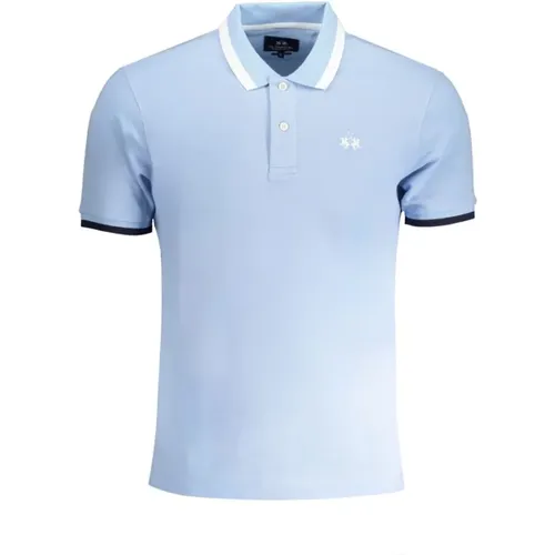 Blau Baumwoll-Poloshirt mit Kurzen Ärmeln , Herren, Größe: 2XL - LA MARTINA - Modalova