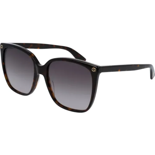 Havana/Brown Shaded Sunglasses , female, Sizes: 57 MM - Gucci - Modalova