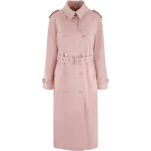 Double-Breasted Cotton Trench Coat in , female, Sizes: XS - Burberry - Modalova