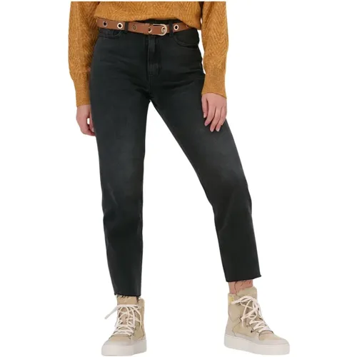 High Waist Denim Jeans in Dunkelgrau , Damen, Größe: S - Object - Modalova