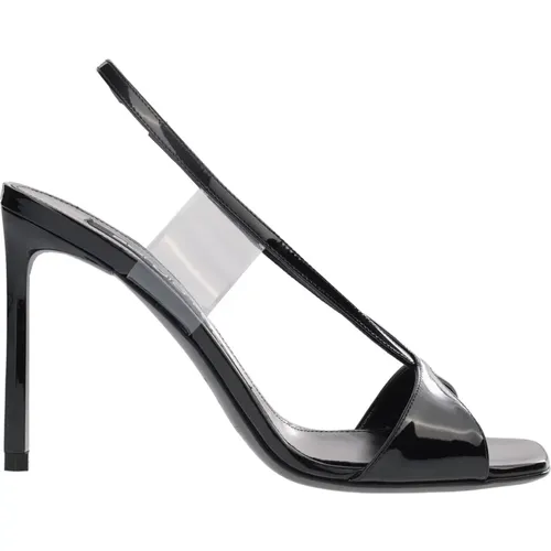 Glänzende Sandale mit Schwarzem Absatz , Damen, Größe: 38 EU - Sergio Rossi - Modalova