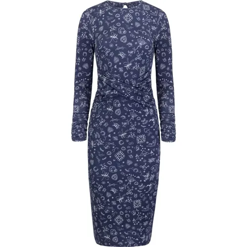 Navy Print Knotted Jersey Dress , female, Sizes: M, L, S, XS - Jaaf - Modalova