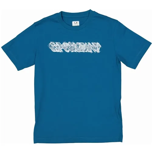 Kinder T-shirt mit Cp Company Logo, Ink - C.P. Company - Modalova