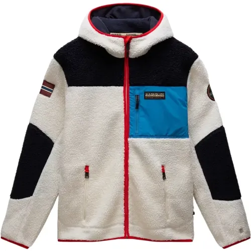 Weiße Fleece-Zip-Sweater Yupik , Herren, Größe: M - Napapijri - Modalova