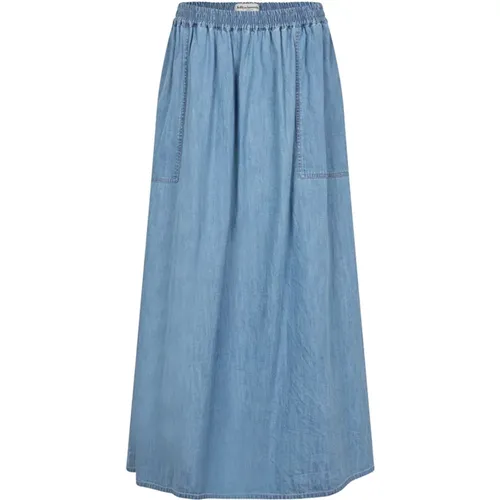 Denim Maxi Skirt with Elastic Waist , female, Sizes: XS - Lollys Laundry - Modalova