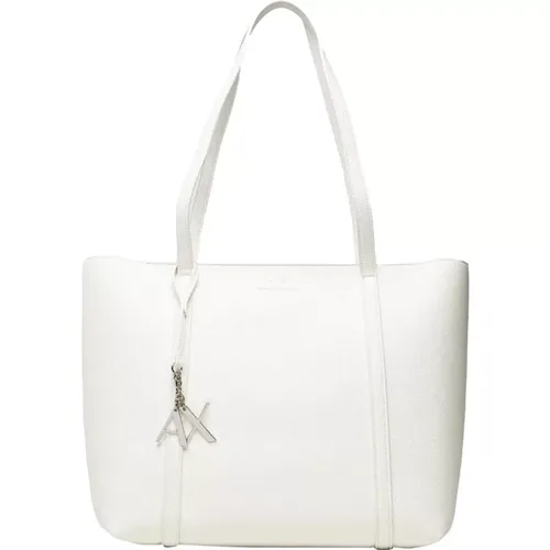 Weiße Shopper Tasche , Damen, Größe: ONE Size - Armani Exchange - Modalova