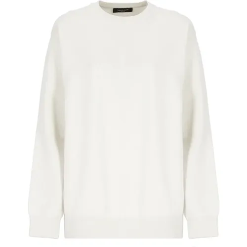 Ivory Wollmischung Rundhalsausschnitt Pullover , Damen, Größe: S - Fabiana Filippi - Modalova