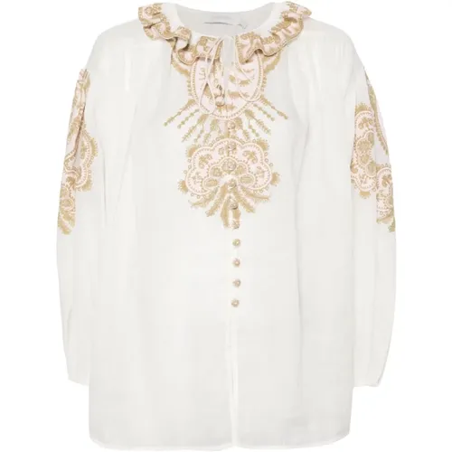 Embroidered Top in Gold , female, Sizes: L - Zimmermann - Modalova