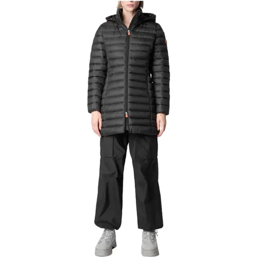 Schwarze umweltfreundliche Slim Fit Jacke , Damen, Größe: S - Save The Duck - Modalova