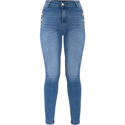 Distressed Skinny Jeans mit Dekorativen Knöpfen , Damen, Größe: W25 - Kocca - Modalova